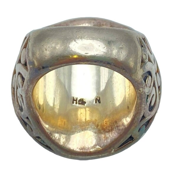 Vintage Druzy Stone Silver Ring Size 8 Opalescent Iridescent Crystals MARKED - Picture 7 of 10